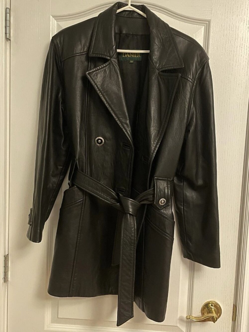 Vintage Danier Black Belted Leather Jacket Womens Medium